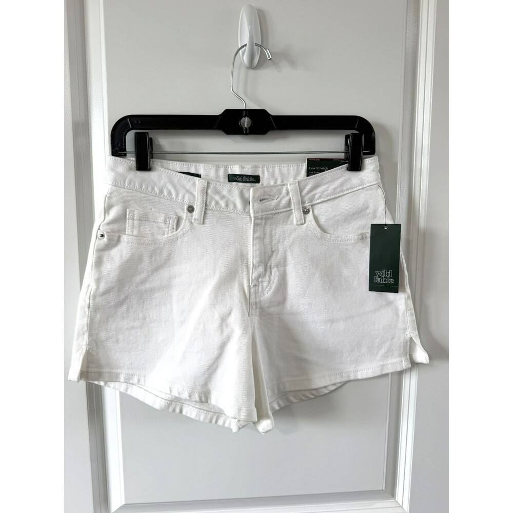 NEW Wild Fable Women's Mid-Rise Denim Midi Shorts White Size 4, 4" Inseam